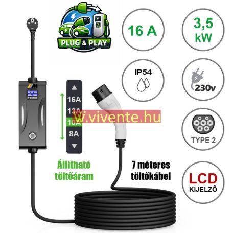 EVoCHARGE 3.5 kW töltő 7 m