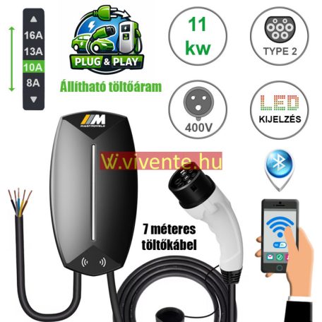 EVoCHARGE 11 kW fali töltő 7m