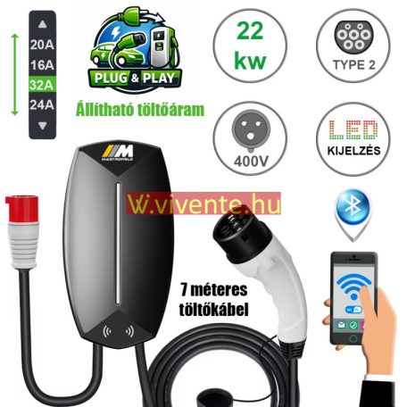 Mastroweld EVoCHARGE 22 kW fali töltő 7m
