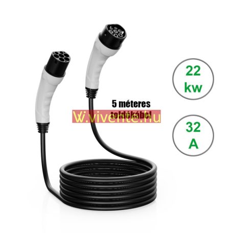 Type2 toldókábel 5 m 22kw - 32A