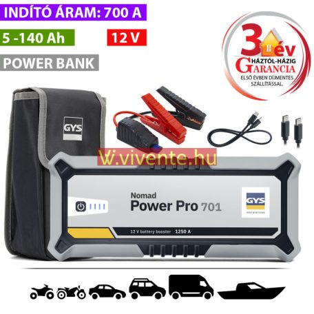 Nomad Power PRO 701 FC lítiumion akkumulátoros indító