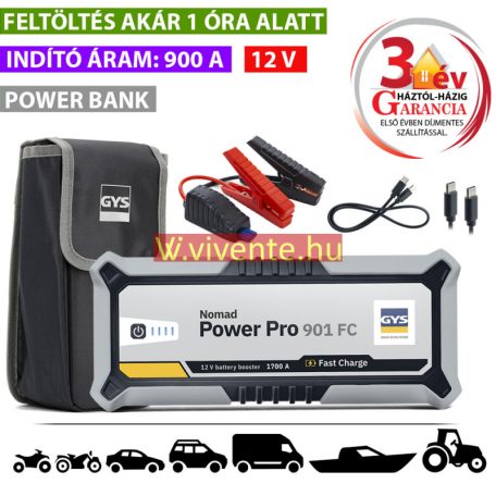 Nomad Power PRO 901 FC lítiumion akkumulátoros indító