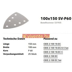 100x150 SV-P60 VE25 tépőzáras csiszolópapír Flex 531935