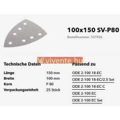 100x150 SV-P80 VE25 tépőzáras csiszolópapír 531936